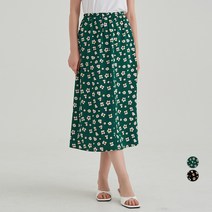 ELLE PARIS 여성용 프린트 밴딩 롱스커트