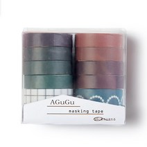 아뜰라임 다꾸 종이 단색 패턴 마스킹 테이프 10종 세트 10 x 2m 25 x 2m, 가을, 1세트