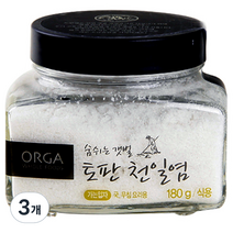 올가홀푸드 숨쉬는 갯벌 토판천일염, 가는입자, 180g, 3개