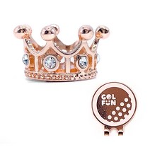 골펀 큐빅 필드용품 볼마크 왕관 + 철판클립 + 지퍼백 스티커 세트, 로즈골드(볼마커)