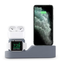 오펜트 아이폰 에어팟 프로 애플워치 3in1 충전거치대, 그레이, 1개