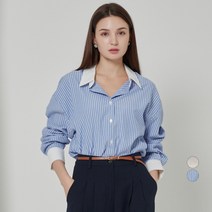 ELLE PARIS 여성용 배색 스트라이프 셔츠