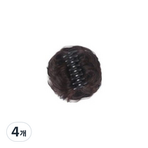 동글이 똥머리 헤어집게핀 부분가발 숏웨이브, 다크브라운, 4개