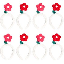 파티쇼 밍크 플라워 파티머리띠 2종 세트, 레드 로즈, 4개