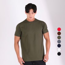 허그본 남성용 데일리 머슬핏 무지라인 반팔 티셔츠