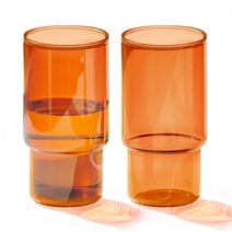 리본제이 플로라 내열 유리컵 480ml, 앰버, 2개
