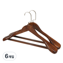 포테가르 고급 우드 미끄럼방지 사각막대 옷걸이, 월넛, 6개입