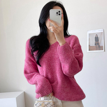 오키 여성용 투유 알파카 브이 니트