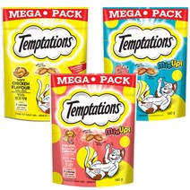 템테이션 고양이 믹스업 간식 160g x 3p 세트, 닭고기 + 연어 + 체다치즈 혼합맛, 참치 + 연어 + 새우 혼합맛, 닭고기맛, 1세트