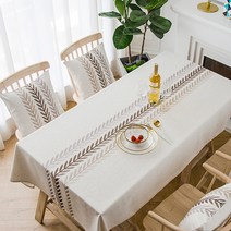 [테이블보식탁보] 제이토리 나뭇잎 린넨 방수 식탁보, 브라운, 130 x 180cm
