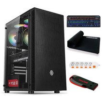 포유컴퓨터 게이밍 에디션 조립 PC 03 (i3-10100F WIN미포함 RAM 4GB NVMe 500GB GT710) + 게이밍 기계식 키보드 + 게이밍 장패드 + 5구형 멀티탭 + USB 32GB, 기본형