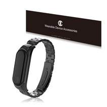 디씨네트워크 샤오미 미밴드5/6 메탈밴드 스트랩, 블랙, 1개