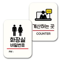 뭉키데코 표지판 팻말 미니간판 화이트 NQ2 2종 세트, 056(화장실 비번, 계산하는 곳), 1세트