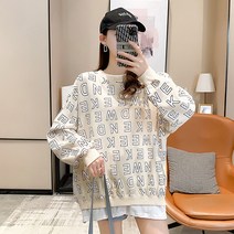대문자 영어 수식 캐주얼 봄가을 임산부 맨투맨