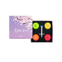 볼빅 플라워 에디션 꽃길만 걷자 3피스 컬러 골프볼 4종 + 컨트롤티 세트, 레드, 그린, 오렌지, 옐로우, 커트롤리 랜덤발송, 4개입, 1개