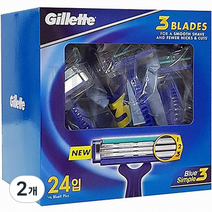 질레트 블루 3 심플 일회용 면도기, 24개입, 2개