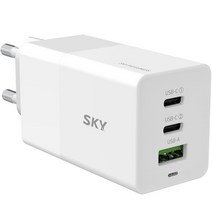 [sky-888] 스카이 필 GaN65S USB-PD 고속 3포트 멀티충전기 어댑터 65W ZX-3U10T, 화이트, 1개