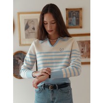 로라로라 여성용 COLLAR STRIPE KNIT