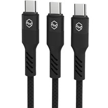 신지모루 로프 C타입 고속충전 케이블 3개, 2m, 블랙