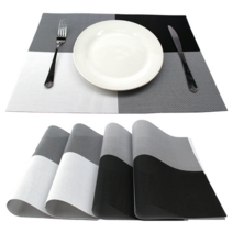 드방스 격자 체크 식탁매트 테이블매트 5p, 블랙, 29.8 x 45.3 cm