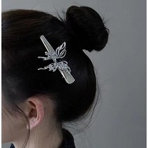 쏘앤영 실버 비녀 나비 집게핀