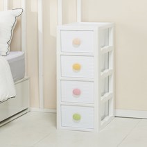 코디 잠금 카멜레온 슬림 4단 양면 서랍장, 화이트 + 컬러, 1개