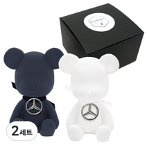 라띠크제이 엠블럼 베어 차량용 방향제 벤츠 블랙 + 화이트 + 리필 화이트머스크 5ml, 2세트