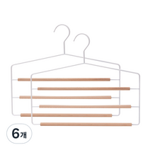 진영컴퍼니 나무 옷걸이 바지걸이 3단, 흰색, 6개