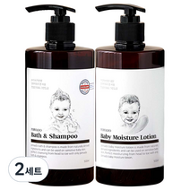 페르바도 바스 앤 샴푸 500ml + 베이비 모이스쳐 로션 500ml 세트, 2세트