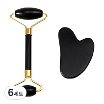 제이알유 고급 블랙 괄사 롤러 하트 마사지 도구 세트, 6세트