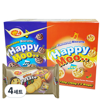 해피무 초콜릿맛 비스킷 12g x 30p + 버터향 비스킷 12g x 30g + 포테이토 크리스프 바비큐 15g x 5p 세트, 4세트