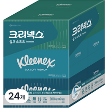 크리넥스 실크소프트 프리미엄 미용티슈 2겹, 200매, 24개