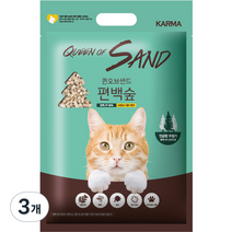 퀸오브샌드 편백나무 고양이 모래, 3개, 6L