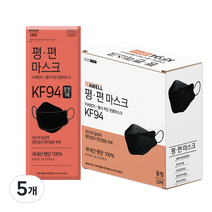 평편 황사 미세먼지 마스크 블랙 중형 KF94, 50개입, 5개