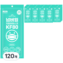 해피데이 넘버원 지킴이 황사마스크 대형 KF80 화이트, 1개입, 120개