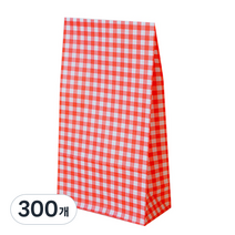 도나앤데코 체크 종이봉투, 레드, 300개