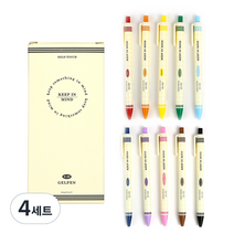 핑크풋 마인드 컬러심 중성펜 세트 10종 세트 0.38mm, 아이보리(패키지), 4세트