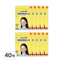 슈퍼리치 새부리형 일회용 마스크 대형, 5개입, 40개, 그레이(AD303)