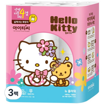 헬로키티 플라워 4겹 화장지 25m, 24롤, 3팩