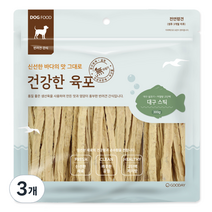 굿데이 건강한 육포 스틱 강아지간식, 대구, 300g, 3개