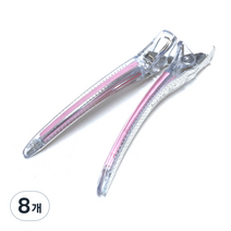 다카라 크리스탈 헤어클립 대 120mm, 8개, 투명 + 핑크