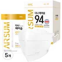 다나마스크 에어숨 컬러 대형 KF94, 50개입, 5개, 화이트