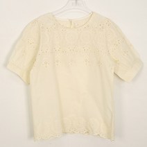 오키 여성 플립 자수 펀칭 블라우스