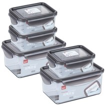셰프웨어 퍼펙트씰 트라이탄 밀폐용기 5p 세트, 1세트, 직사각 밀폐용기 400ml x 3p + 1220ml x 2p