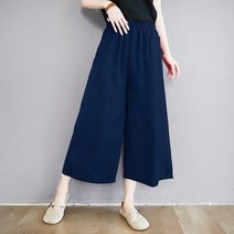 앤드스타일 여성용 칸 린넨 와이드 8부 밴딩 팬츠 246536
