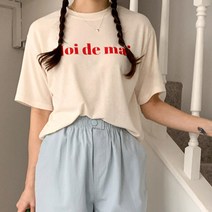 라라온 여성용 코이 레터링 반팔티