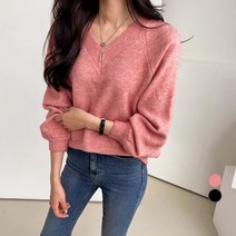 세컨그라운드 여성용 루즈핏 나그랑 브이넥 니트