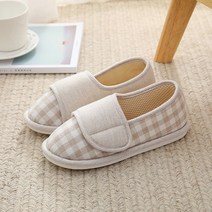 파스텔 체크 무늬 통풍 잘되는 홈실내화, 라이트그레이, 245