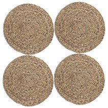 라탄 인테리어 필수템 밀짚 플레이스매트 냄비받침 컵받침 코스터 11cm, 브라운, 4개
