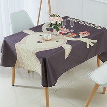 마켓에이 크리스마스 패턴캐릭터 식탁보, 선물사슴, 90 x 90 cm